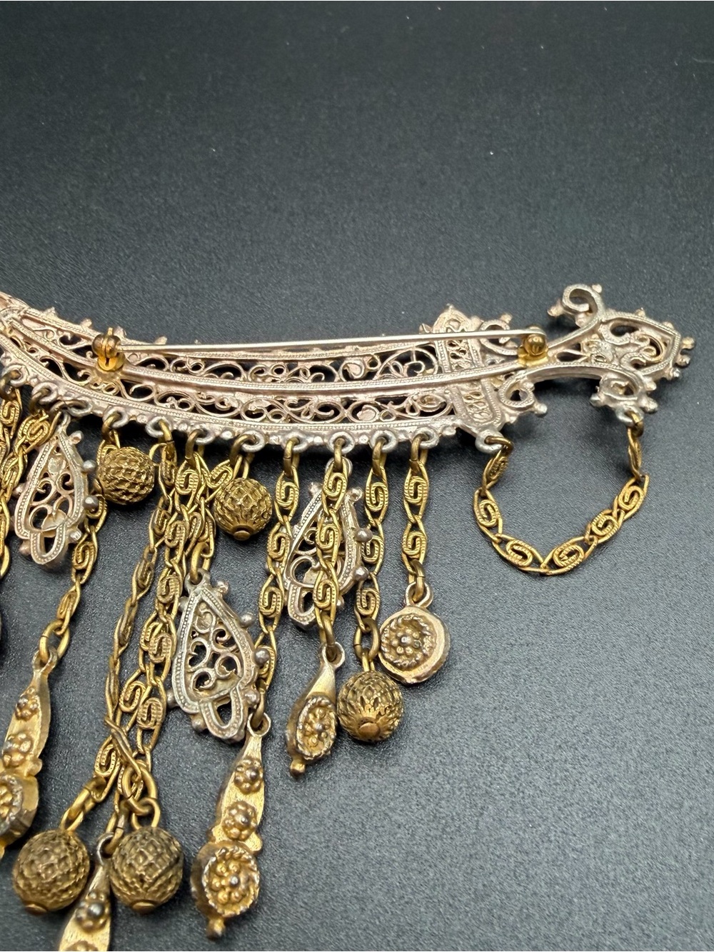 Vintage Jambiya or Scimitar dagger filigree brooch #809 - Picture 7 of 12